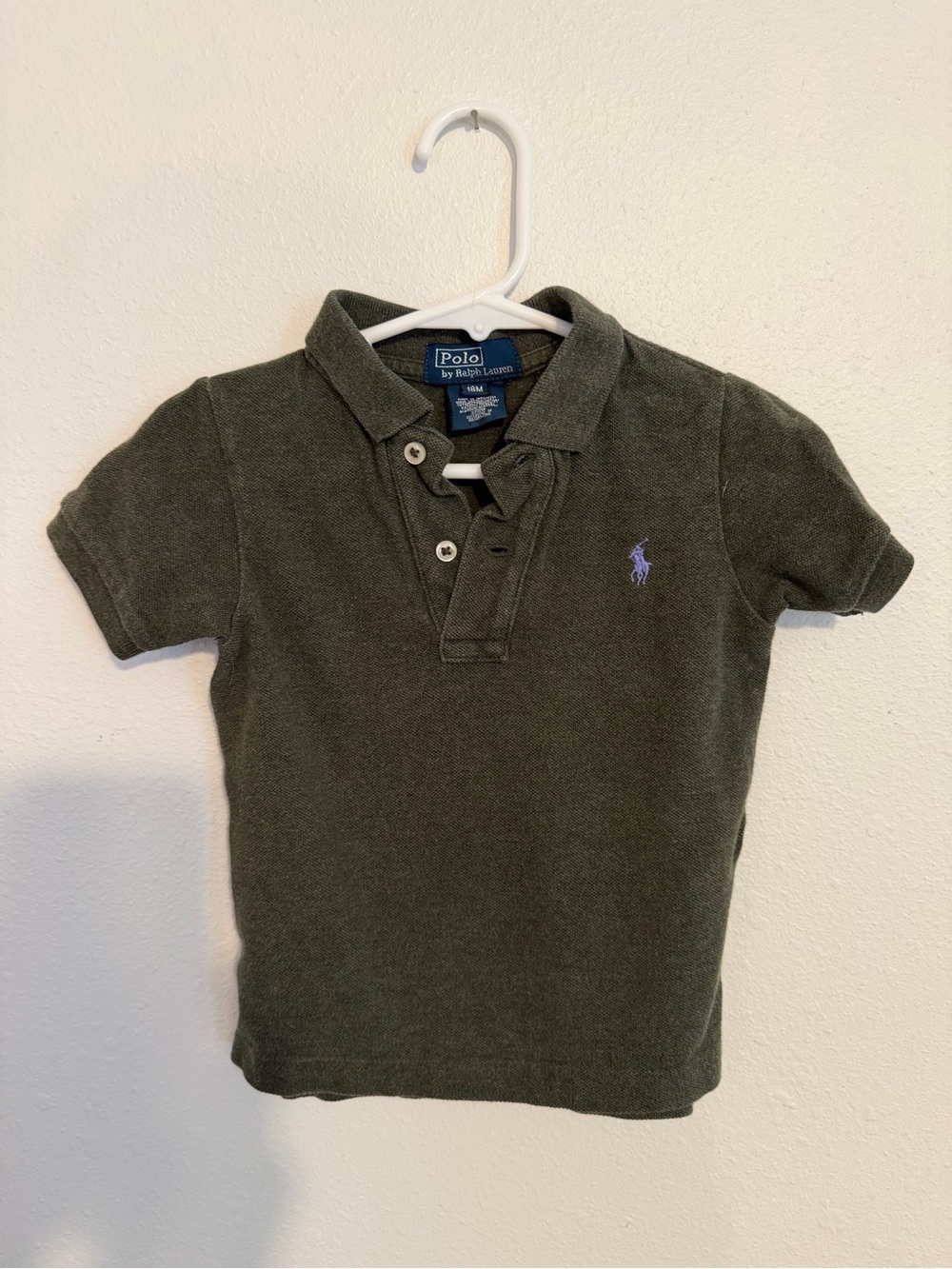 Ralph Lauren Boys' Dark Olive Green Polo with Lavender Pony